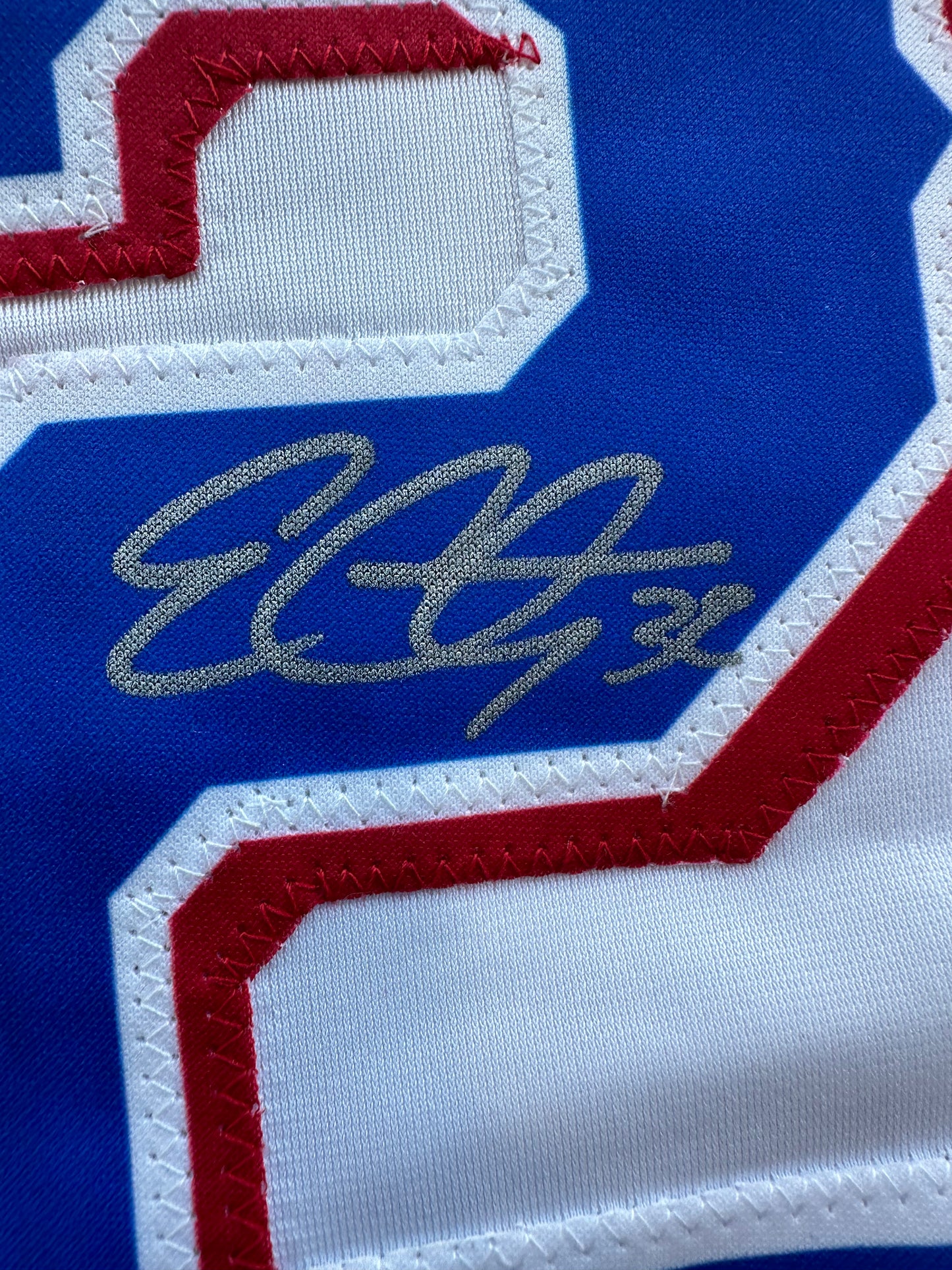 EVAN CARTER TEXAS RANGERS SIGNED Home JERSEY XL BAS COA