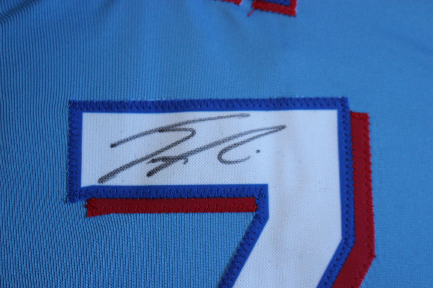 JOSH SMITH #47 SIGNED BASEBALL LIGHT BLUE ALT JERSEY Texas Rangers BAS COA
