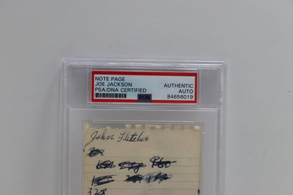 SHOELESS JOE JACKSON SIGNED NOTE PAGE Chicago White Black Sox PSA Slab BAS JSA