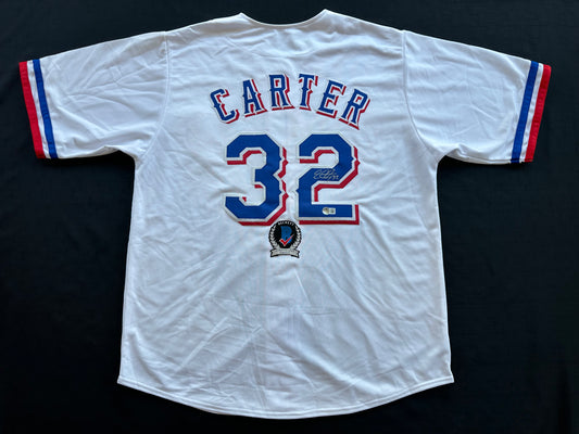 EVAN CARTER TEXAS RANGERS SIGNED Home JERSEY XL BAS COA