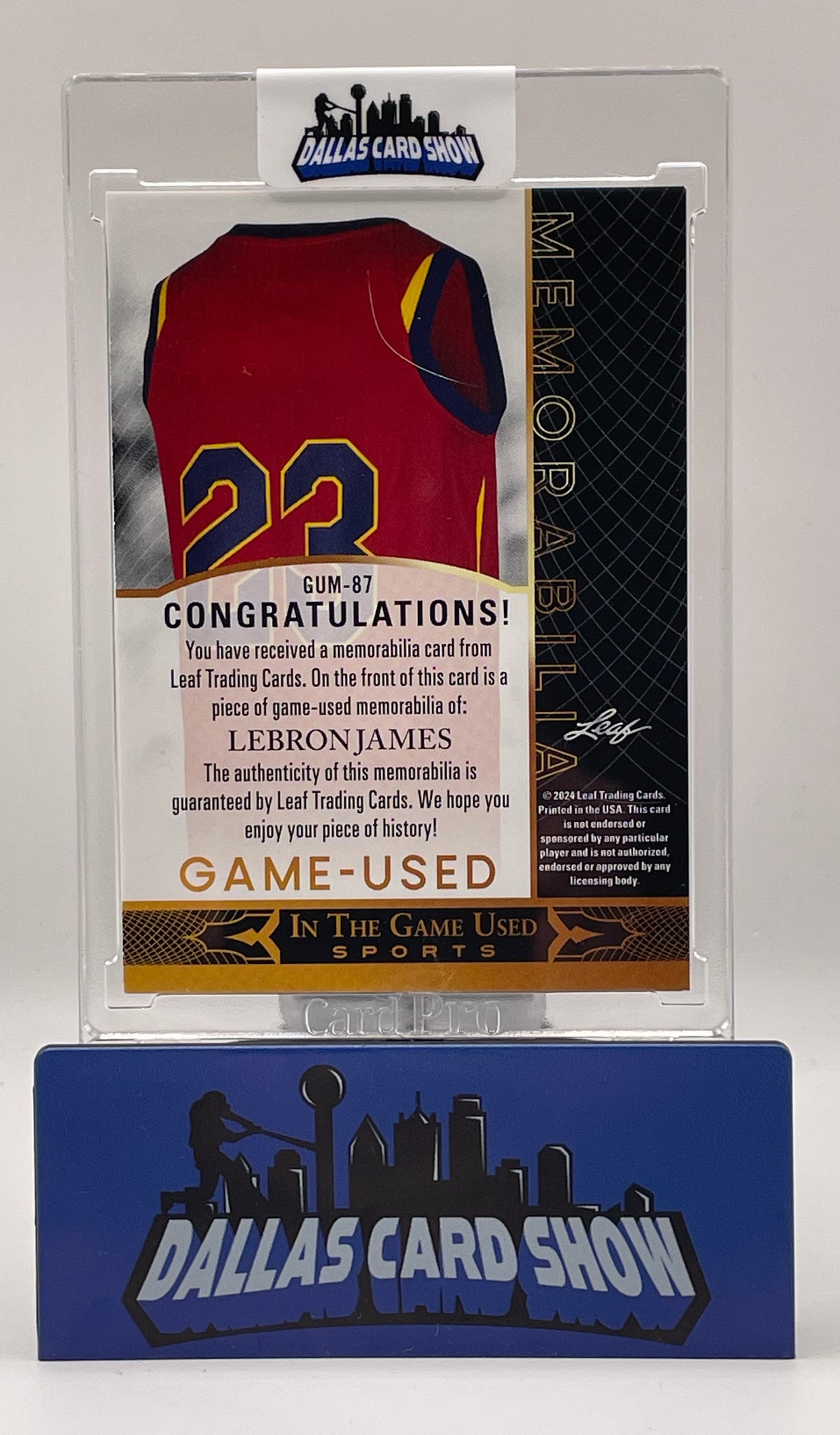 2024 Leaf Game Used #GUM-87 LeBron James Game-Used Memorabilia