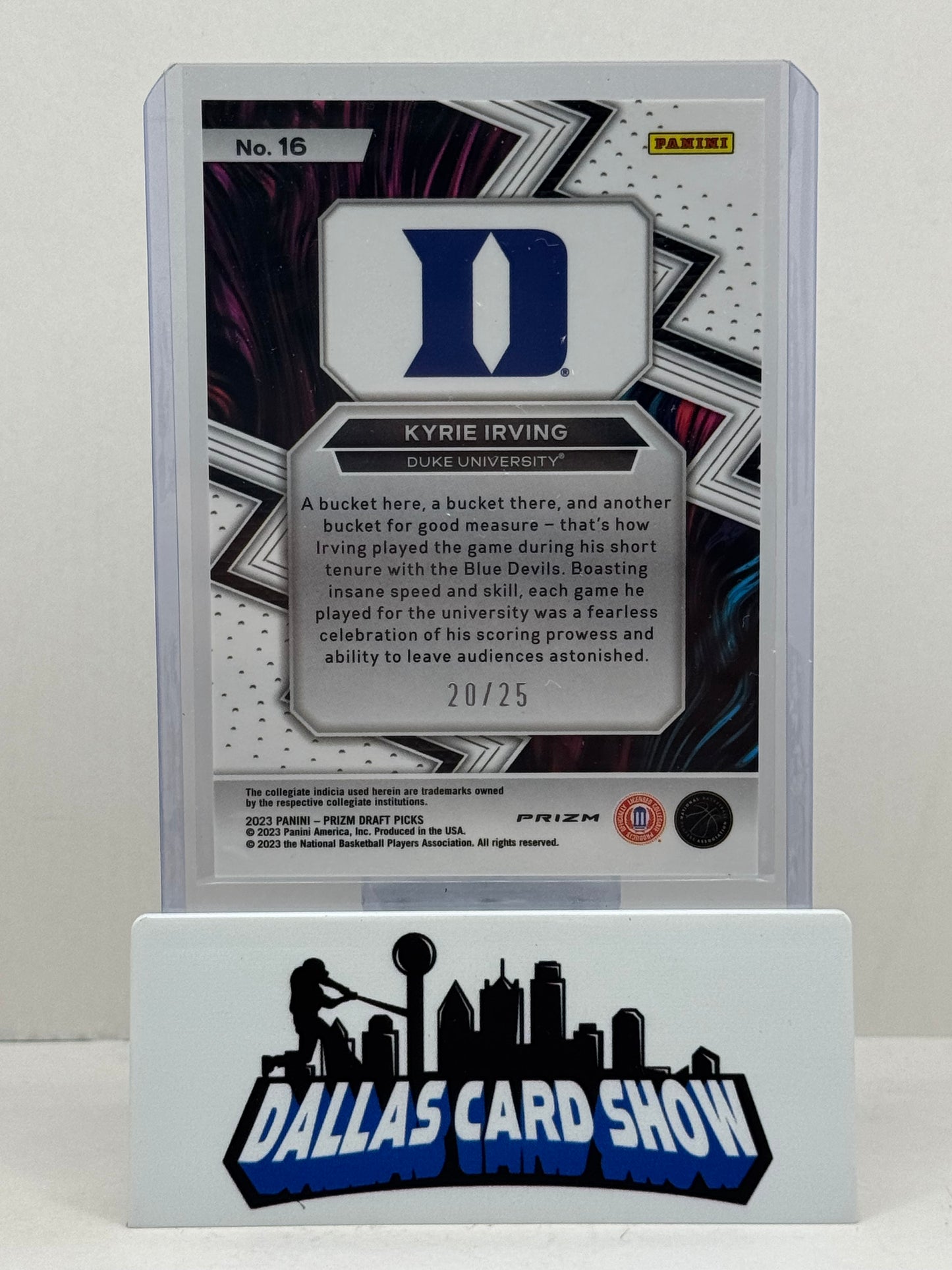 2023-24 Panini Prizm Draft Picks Fearless Kyrie Irving #16 Duke Green PULSAR /25