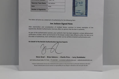 SHOELESS JOE JACKSON SIGNED NOTE PAGE Chicago White Black Sox PSA Slab BAS JSA