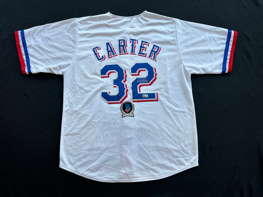 EVAN CARTER TEXAS RANGERS SIGNED Home JERSEY XL BAS COA