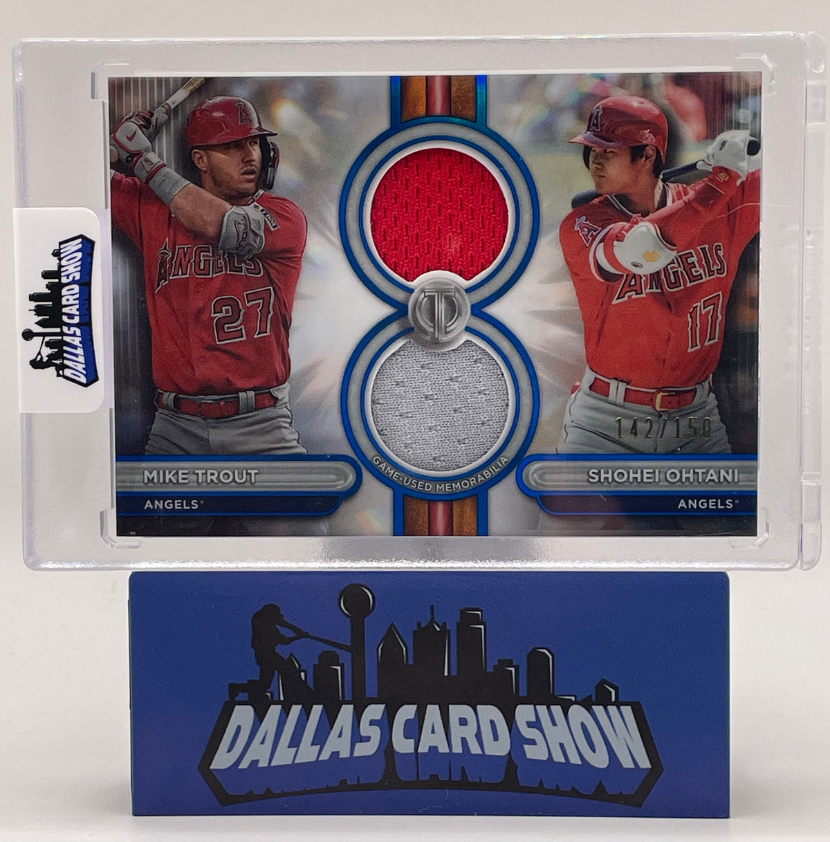 2024 Topps Tribute #DR2-TO Mike Trout/Shohei Ohtani Tribute Dual Relic /150