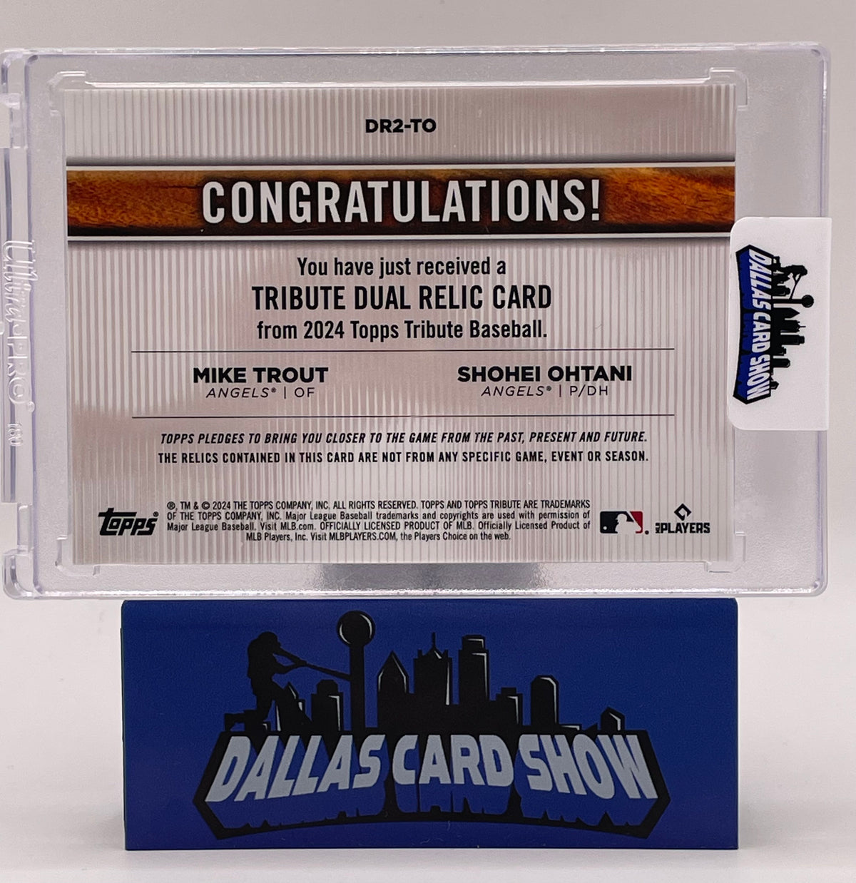 2024 Topps Tribute #DR2-TO Mike Trout/Shohei Ohtani Tribute Dual Relic /150
