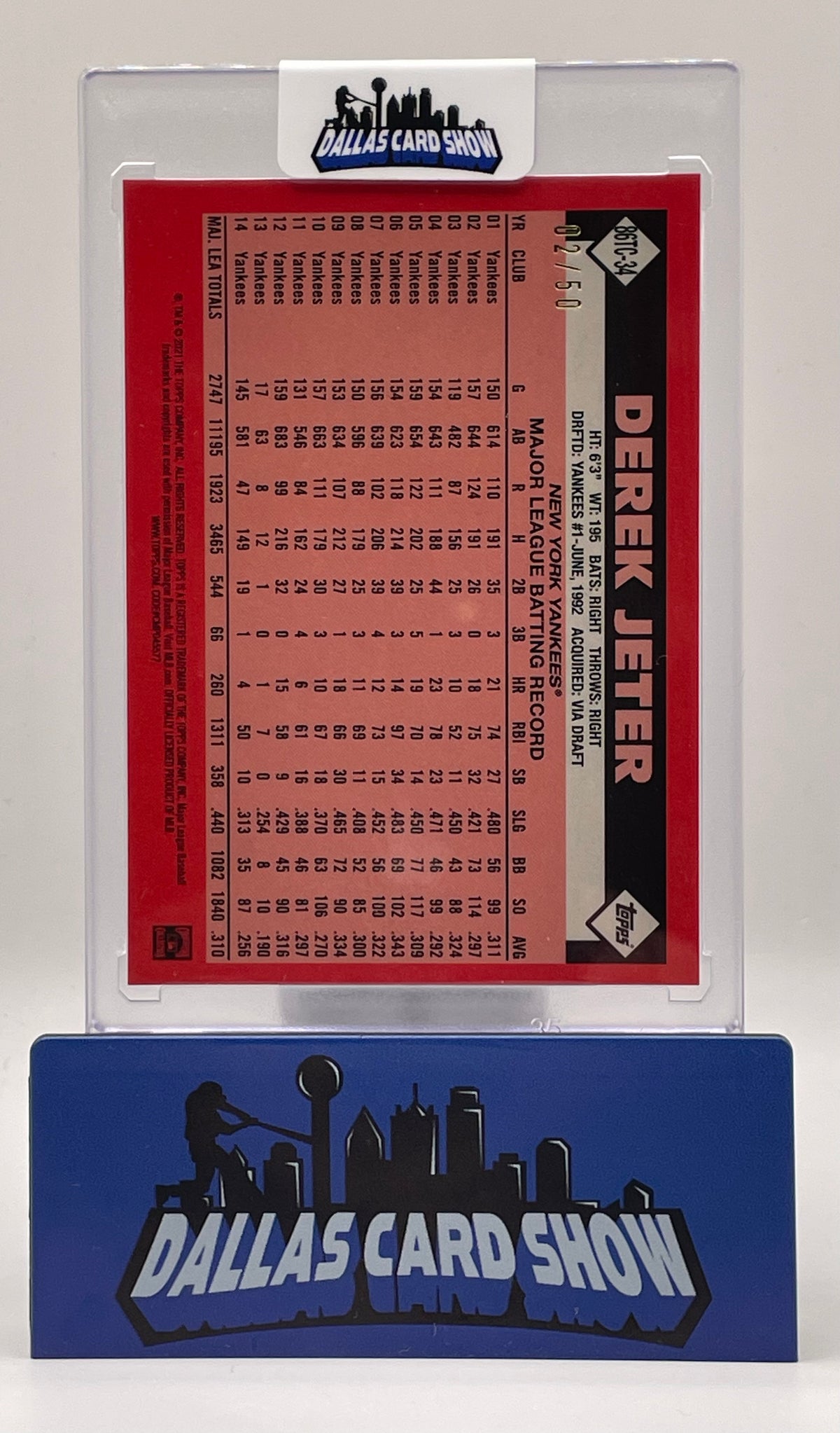 2021 Topps Chrome #86TC-34 Derek Jeter Gold Silver Pack 02/50 Jersey #