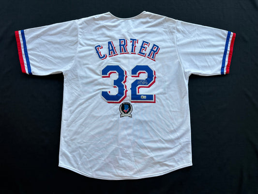 EVAN CARTER TEXAS RANGERS SIGNED Home JERSEY XL BAS COA