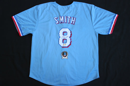 JOSH SMITH SIGNED BASEBALL LIGHT BLUE ALT JERSEY Texas Rangers BAS COA