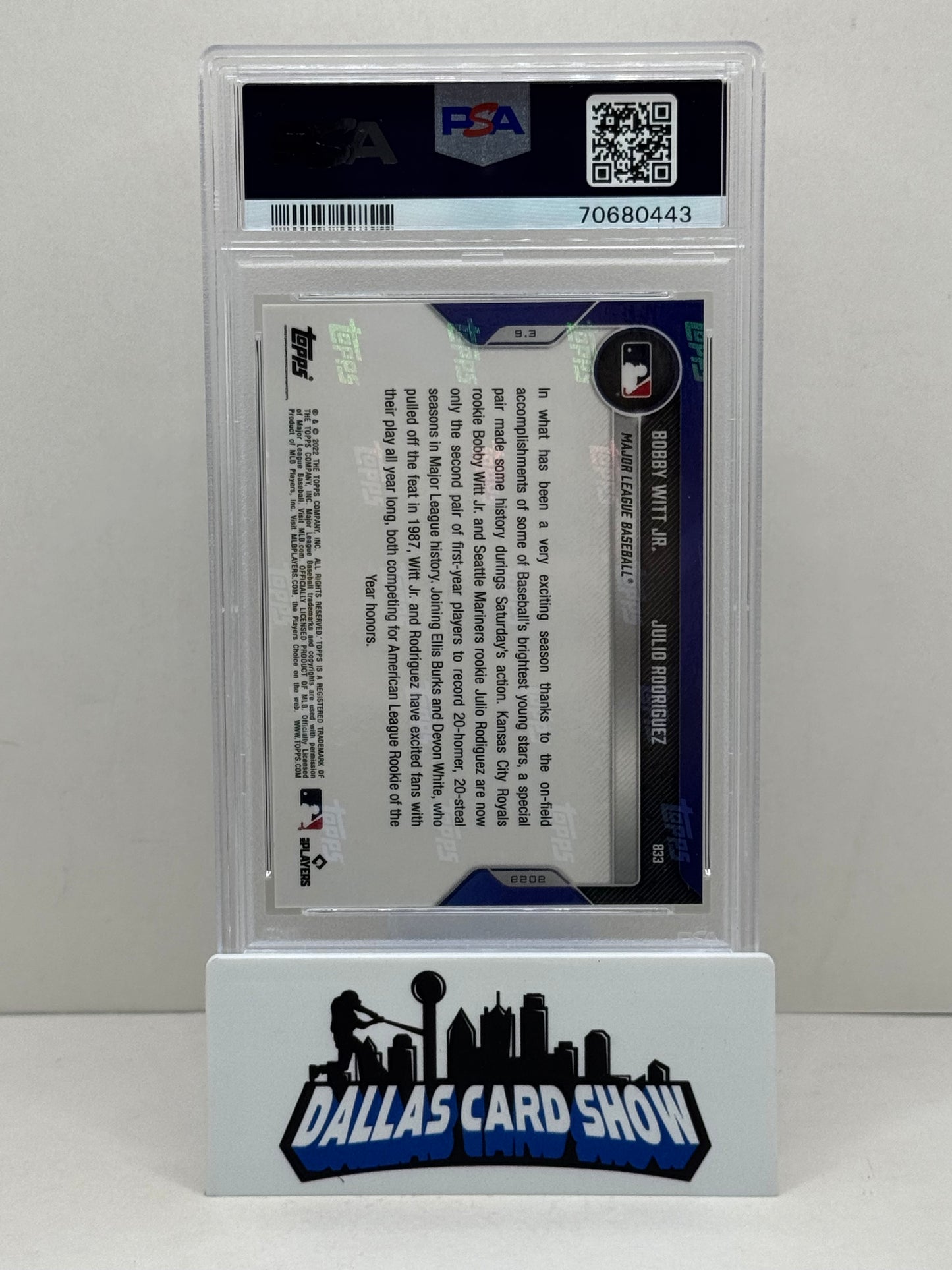 2022 Topps Now #833 Bobby Witt Jr. Julio Rodriguez PSA 10