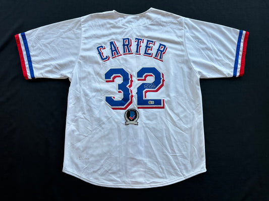 EVAN CARTER TEXAS RANGERS SIGNED Home JERSEY XL BAS COA