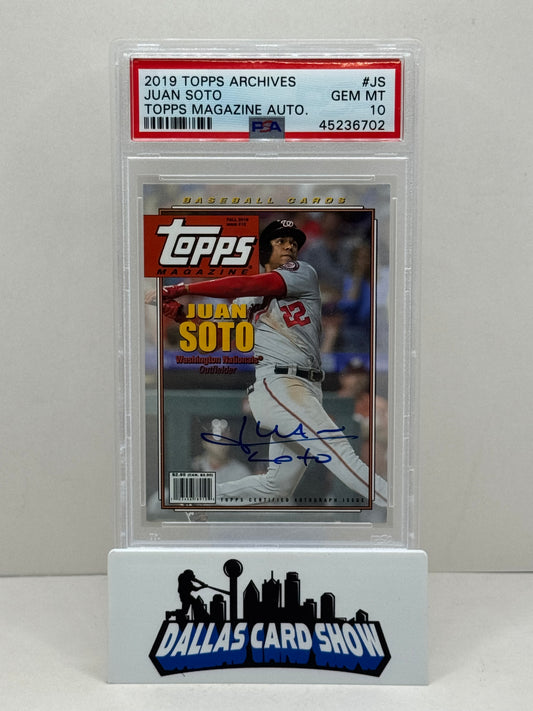 2019 Topps Archives #JS Juan Soto Topps Magazine Autograph 22/150 Jersey # PSA 10