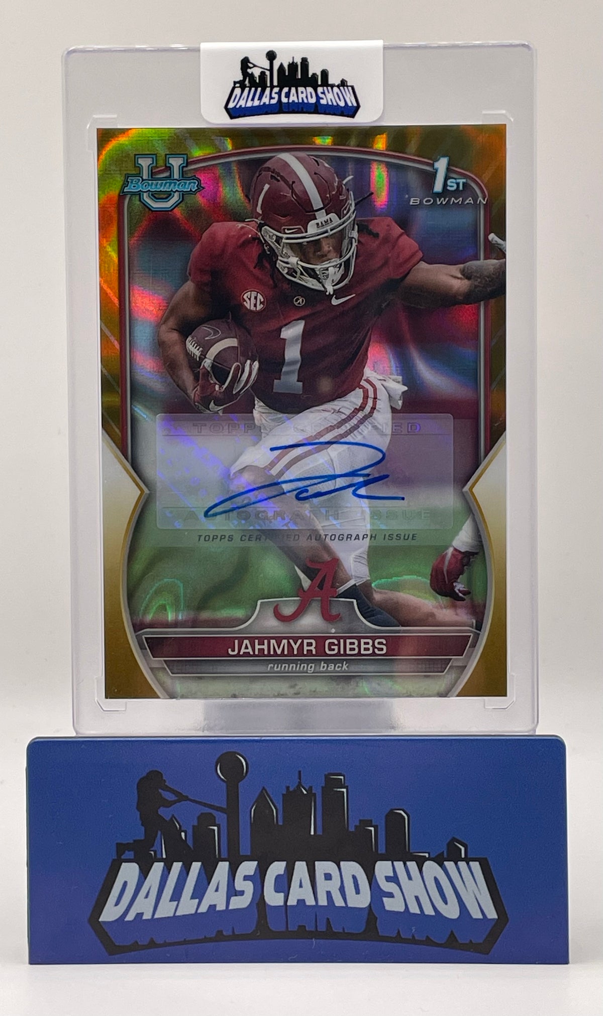 2022 Bowman U #82 Jahmyr Gibbs Gold Lava Autograph /50