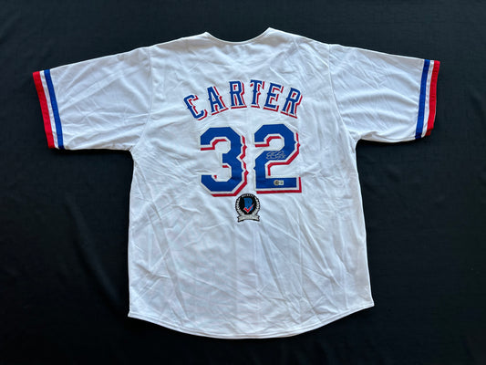EVAN CARTER TEXAS RANGERS SIGNED Home JERSEY XL BAS COA