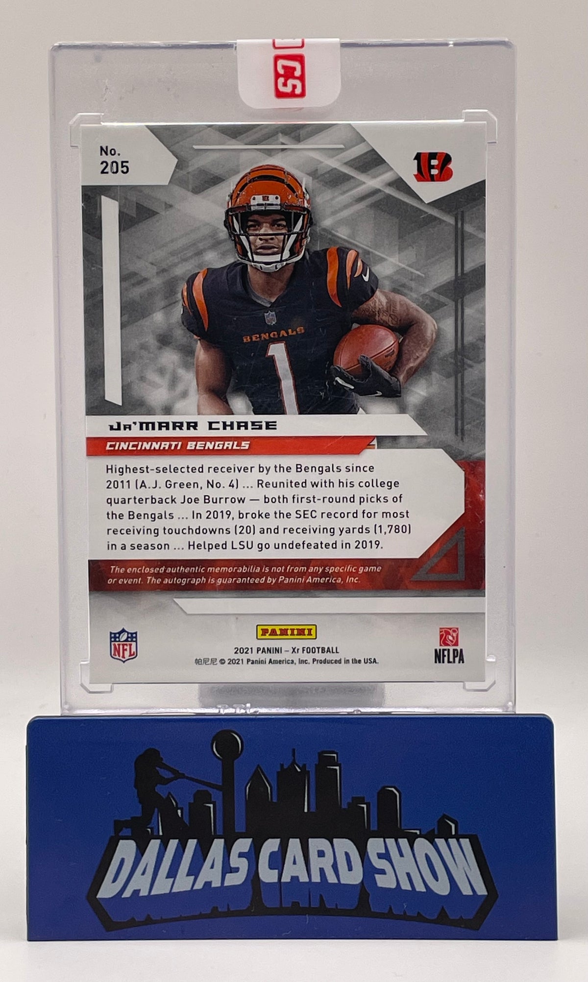 2021 Panini XR #205 Ja'Marr Chase Blue Rookie Patch Autograph /25