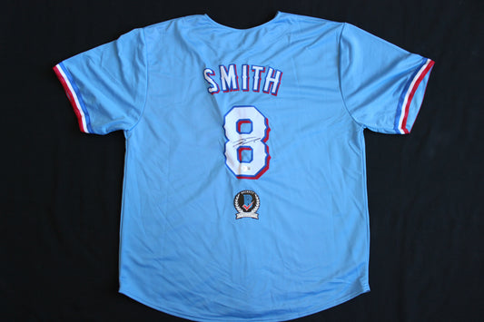 JOSH SMITH SIGNED BASEBALL LIGHT BLUE ALT JERSEY Texas Rangers BAS COA