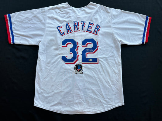 EVAN CARTER TEXAS RANGERS SIGNED Home JERSEY XL BAS COA