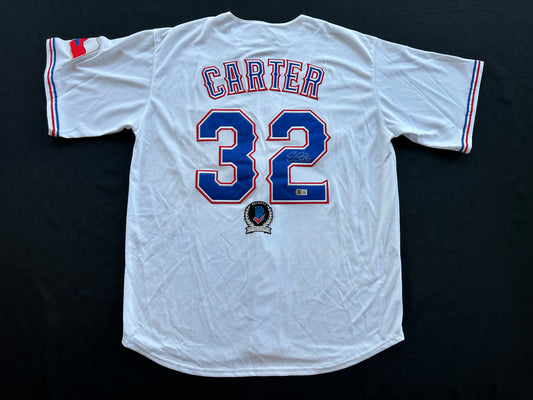 EVAN CARTER TEXAS RANGERS SIGNED Home JERSEY XL BAS COA