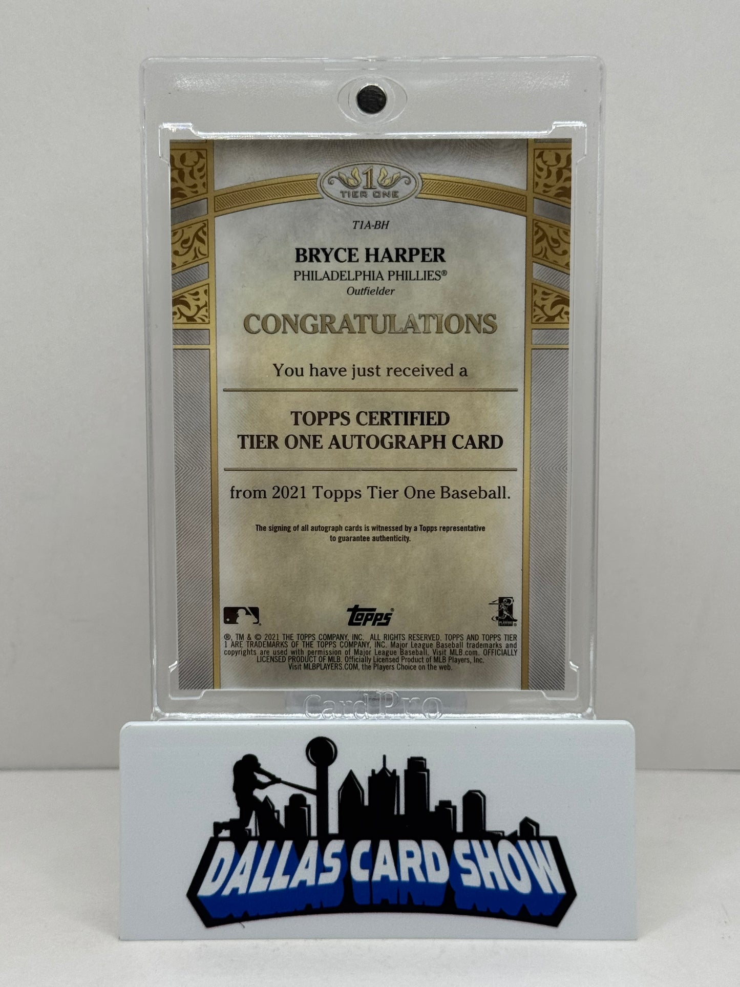 2021 Topps Tier #TIA-BH Bryce Harper Tier One Autograph /10