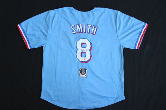 JOSH SMITH SIGNED BASEBALL LIGHT BLUE ALT JERSEY Texas Rangers BAS COA