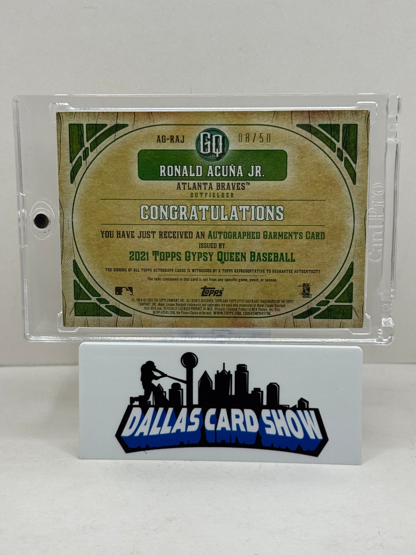 2021 Gypsy Queen #AG-RAJ Ronald Acuna Jr. Autographed Garments Card /50