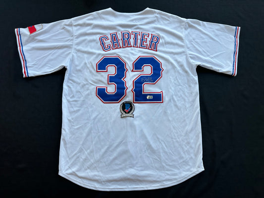 EVAN CARTER TEXAS RANGERS SIGNED Home JERSEY XL BAS COA