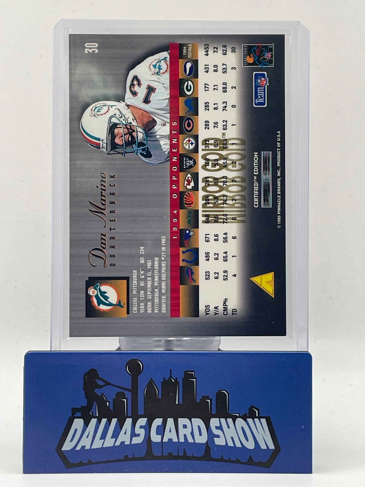 1995 Select Certified #30 Dan Marino Mirror Gold