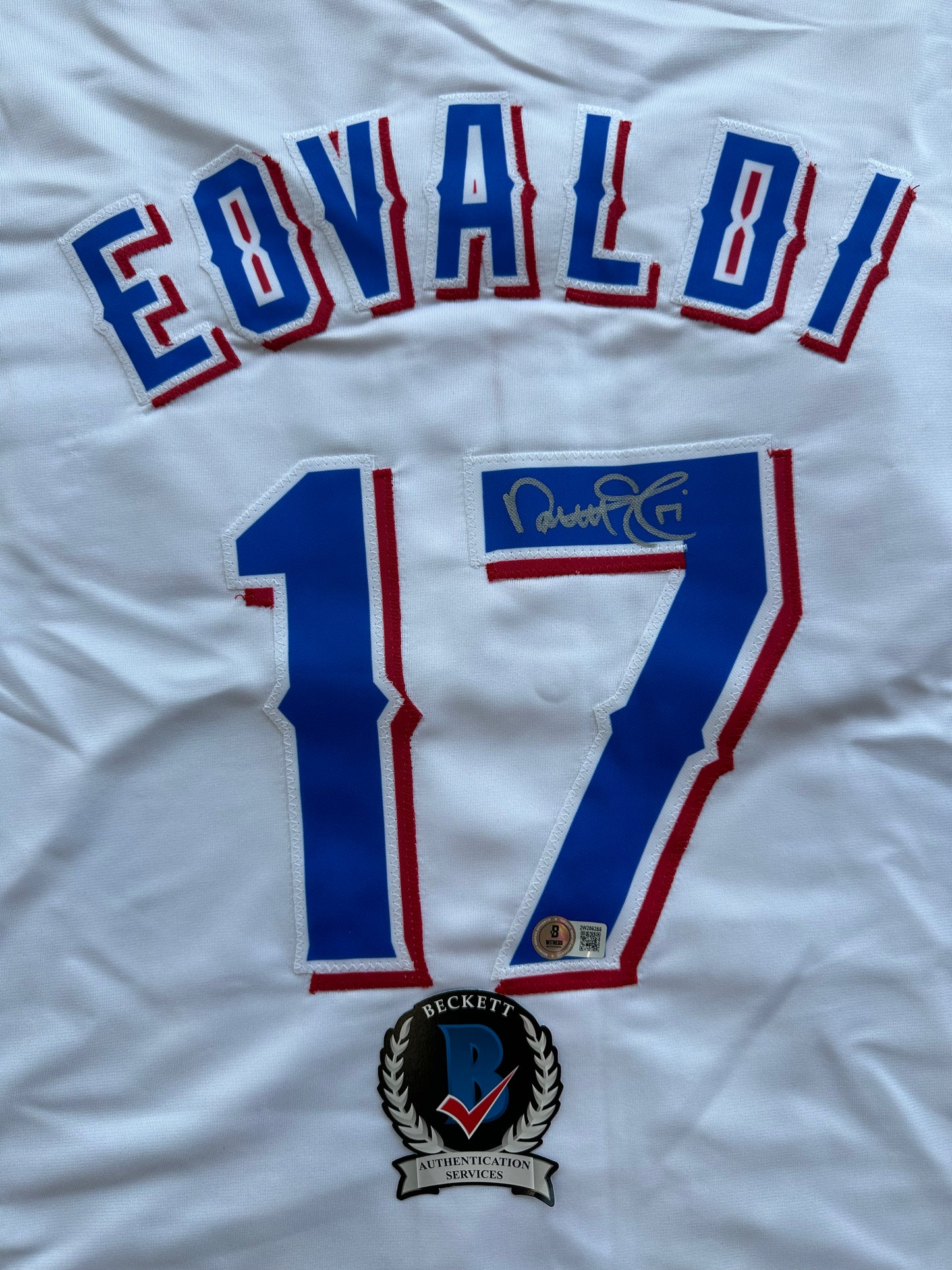 NATHAN EOVALDI TEXAS RANGERS SIGNED Home JERSEY XL BAS COA