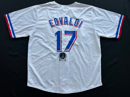 NATHAN EOVALDI TEXAS RANGERS SIGNED Home JERSEY XL BAS COA