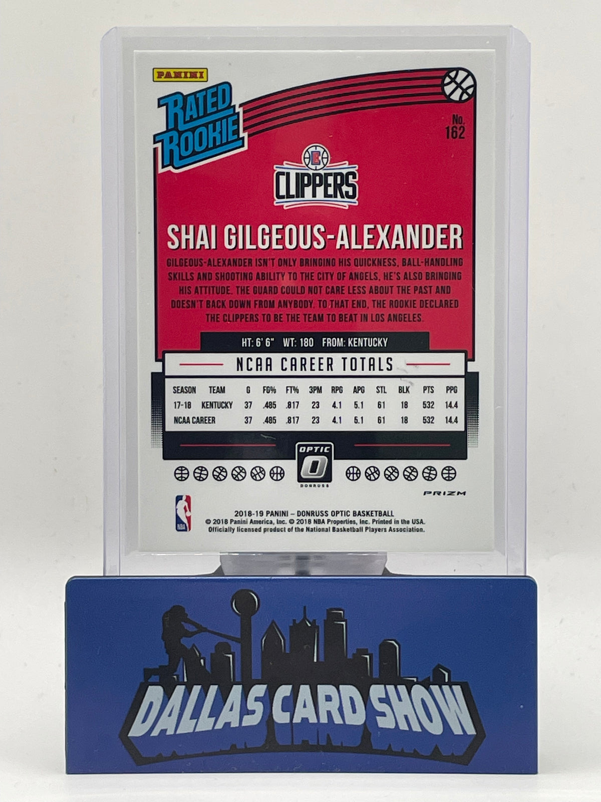 2018 Panini Optic #162 Shai Gilgeous-Alexander Shock Rated Rookie RC