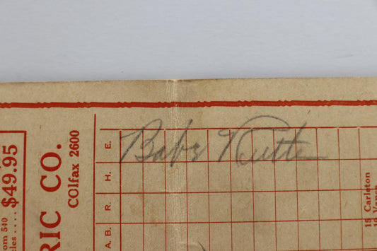 BABE RUTH SIGNED 1934 WORLD SERIES SCORE CARD Cardinals vs TIgers BAS PSA