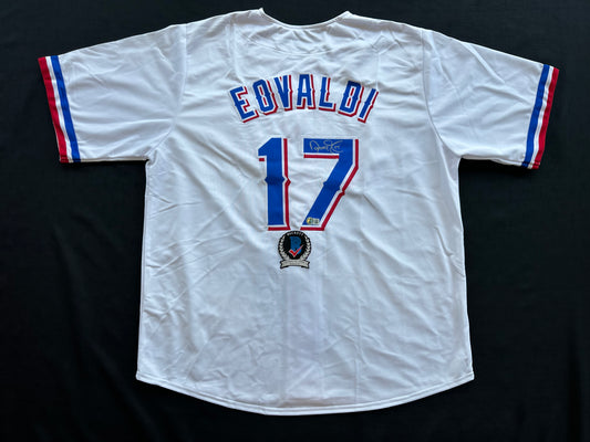NATHAN EOVALDI TEXAS RANGERS SIGNED Home JERSEY XL BAS COA