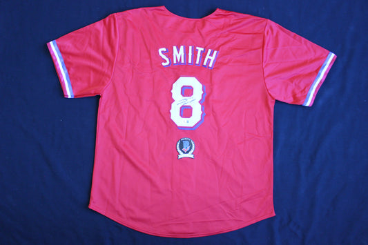 JOSH SMITH SIGNED BASEBALL RED JERSEY Texas Rangers LSU Tigers BAS COA