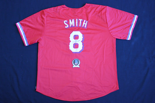 JOSH SMITH SIGNED BASEBALL RED JERSEY Texas Rangers LSU Tigers BAS COA