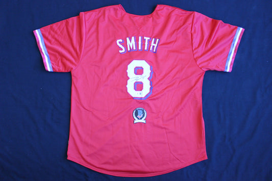 JOSH SMITH SIGNED BASEBALL RED JERSEY Texas Rangers LSU Tigers BAS COA