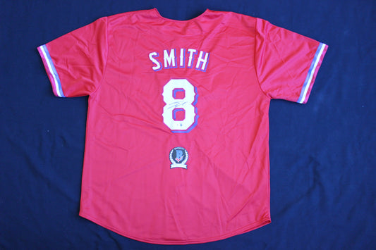JOSH SMITH SIGNED BASEBALL RED JERSEY Texas Rangers LSU Tigers BAS COA