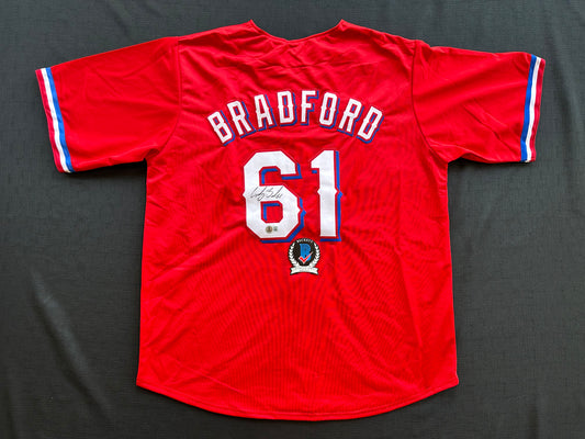 CODY BRADFORD TEXAS RANGERS SIGNED Red JERSEY XL BAS COA