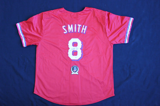 JOSH SMITH SIGNED BASEBALL RED JERSEY Texas Rangers LSU Tigers BAS COA