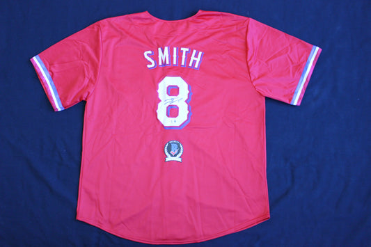 JOSH SMITH SIGNED BASEBALL RED JERSEY Texas Rangers LSU Tigers BAS COA