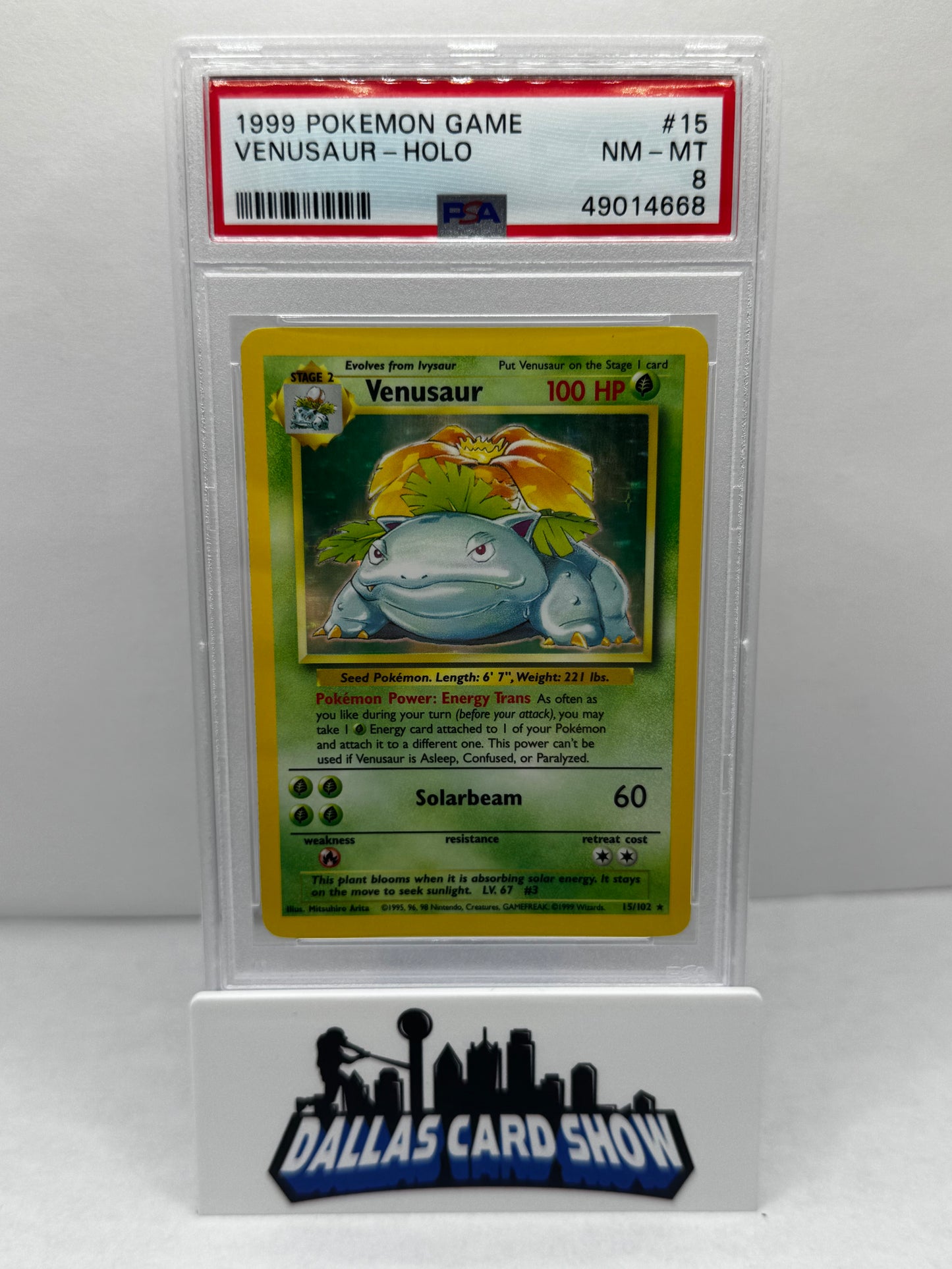 Pokemon 1999 Venusaur Holo 15/102 PSA 8
