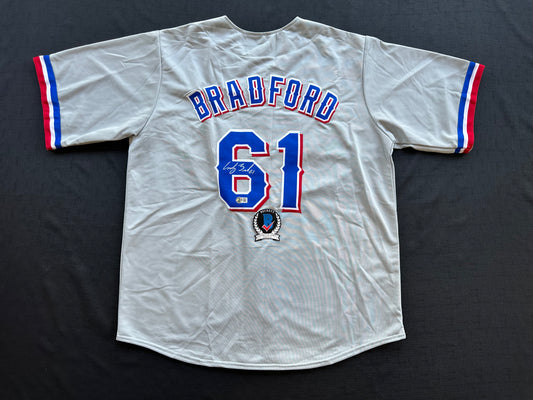 CODY BRADFORD TEXAS RANGERS SIGNED Grey JERSEY XL BAS COA