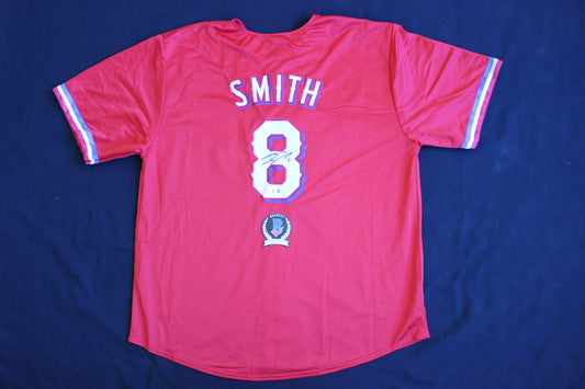 JOSH SMITH SIGNED BASEBALL RED JERSEY Texas Rangers LSU Tigers BAS COA