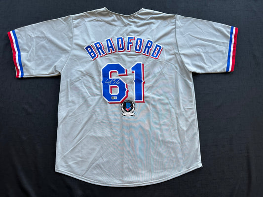 CODY BRADFORD TEXAS RANGERS SIGNED Grey JERSEY XL BAS COA