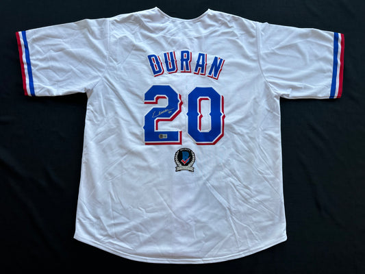EZEQUIEL DURAN TEXAS RANGERS SIGNED White JERSEY XL BAS COA