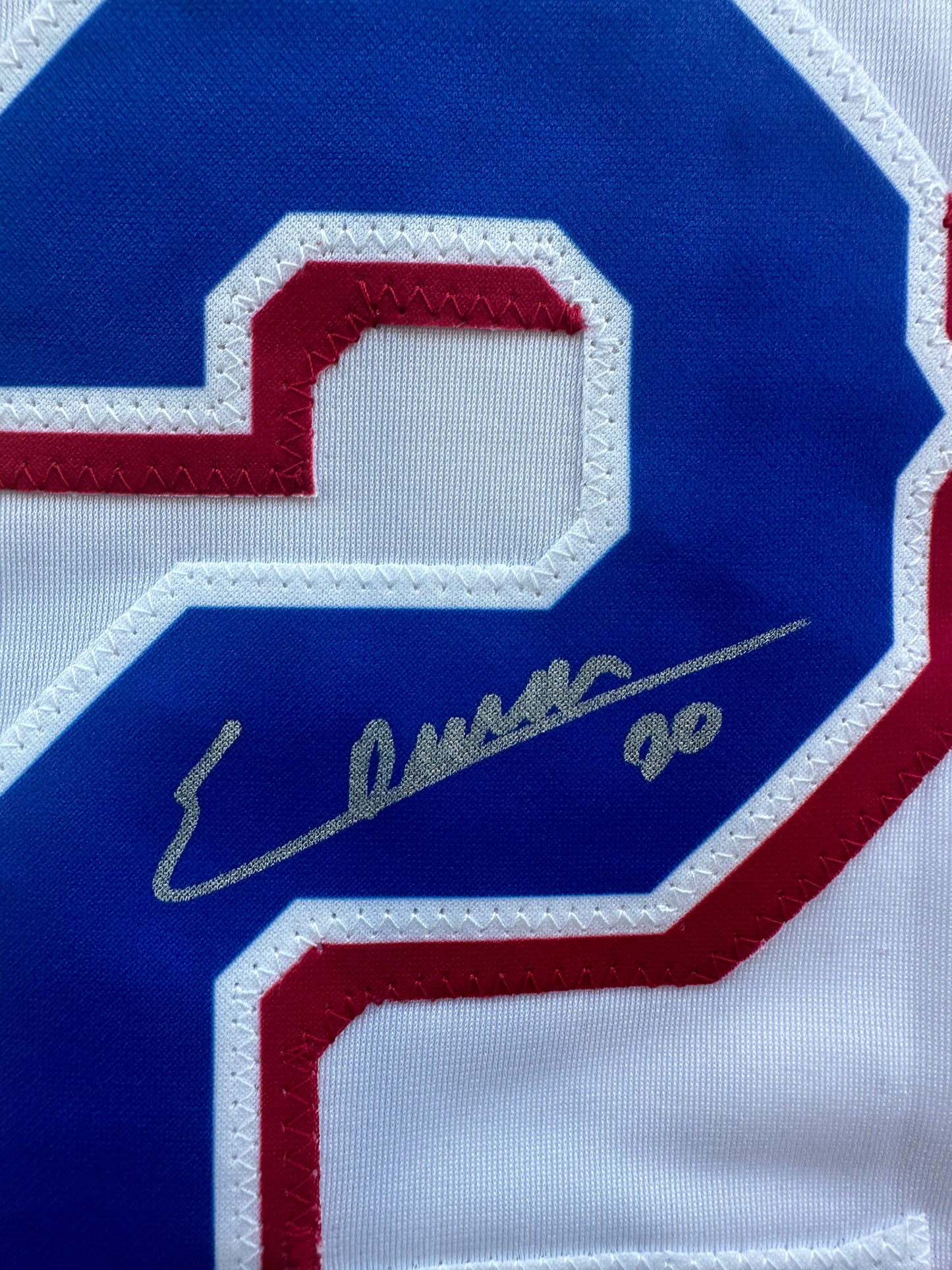 EZEQUIEL DURAN TEXAS RANGERS SIGNED White JERSEY XL BAS COA