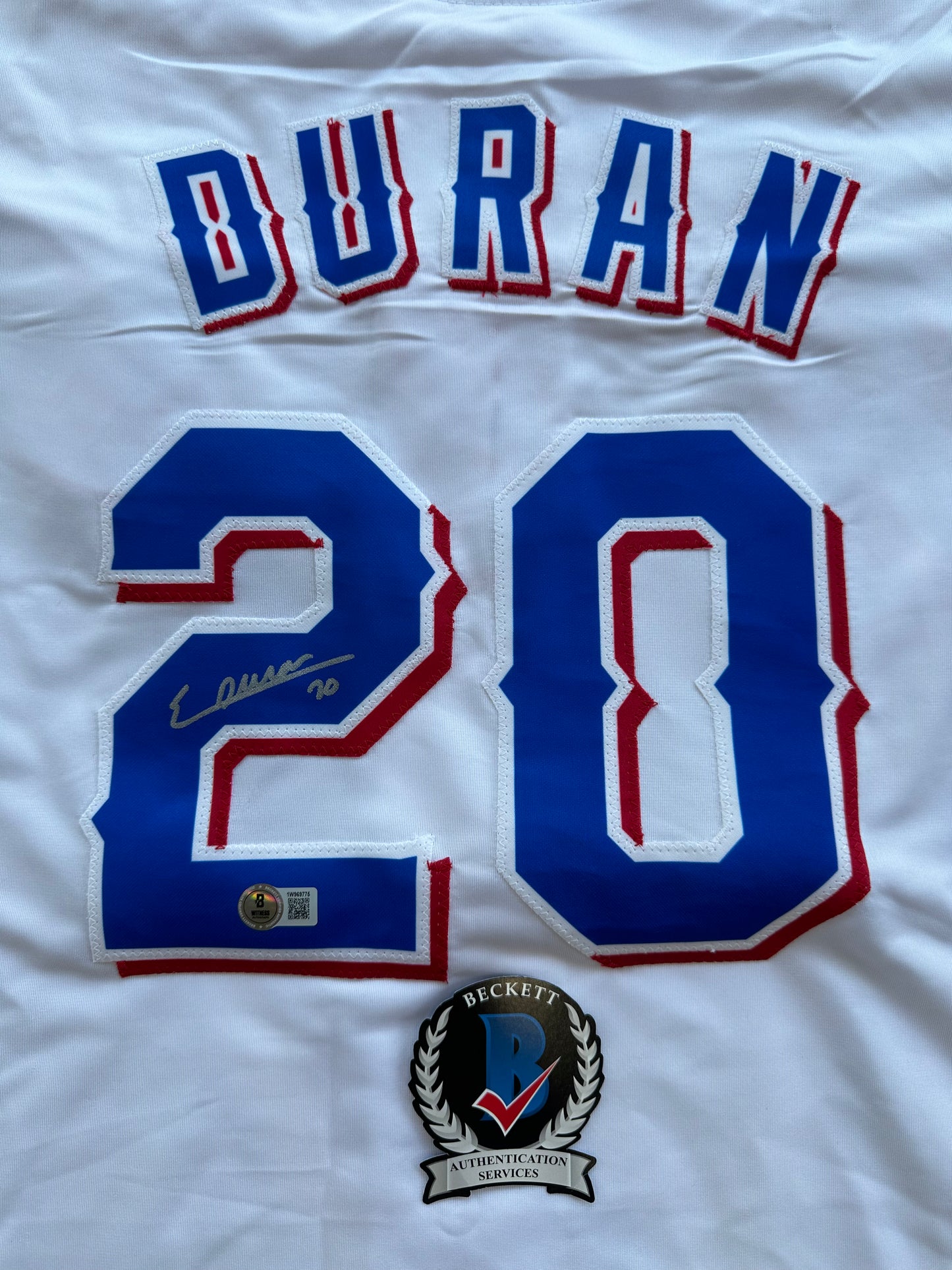 EZEQUIEL DURAN TEXAS RANGERS SIGNED White JERSEY XL BAS COA