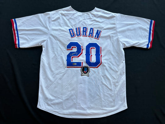 EZEQUIEL DURAN TEXAS RANGERS SIGNED White JERSEY XL BAS COA