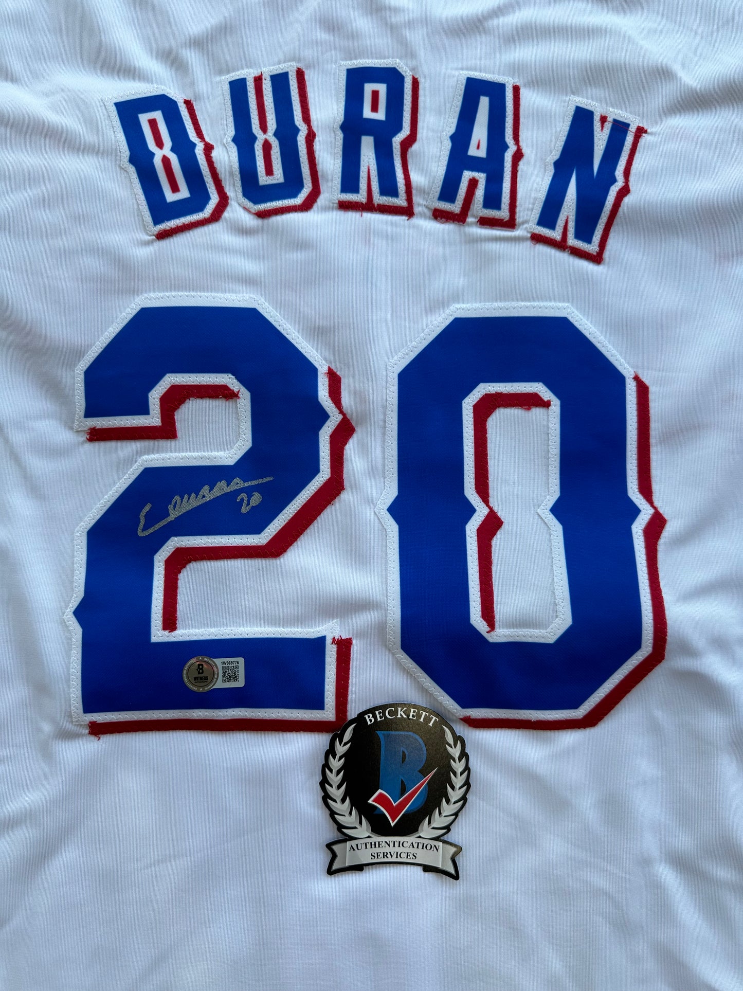 EZEQUIEL DURAN TEXAS RANGERS SIGNED White JERSEY XL BAS COA