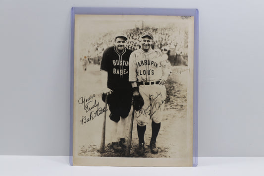 LOU GEHRIG SIGNED BARNSTORMING TOUR PHOTO Babe Ruth NEW YORK YANKEES BAS