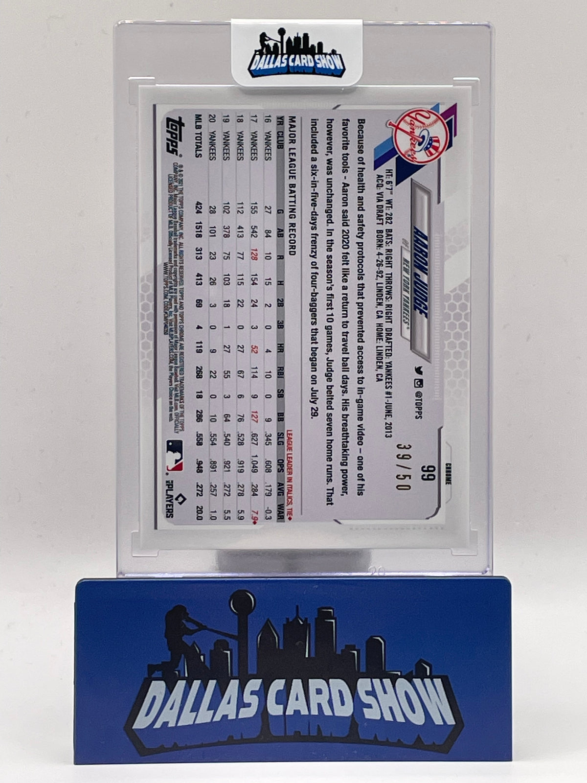 2021 Topps Chrome #99 Aaron Judge Image Variation SP Gold /50